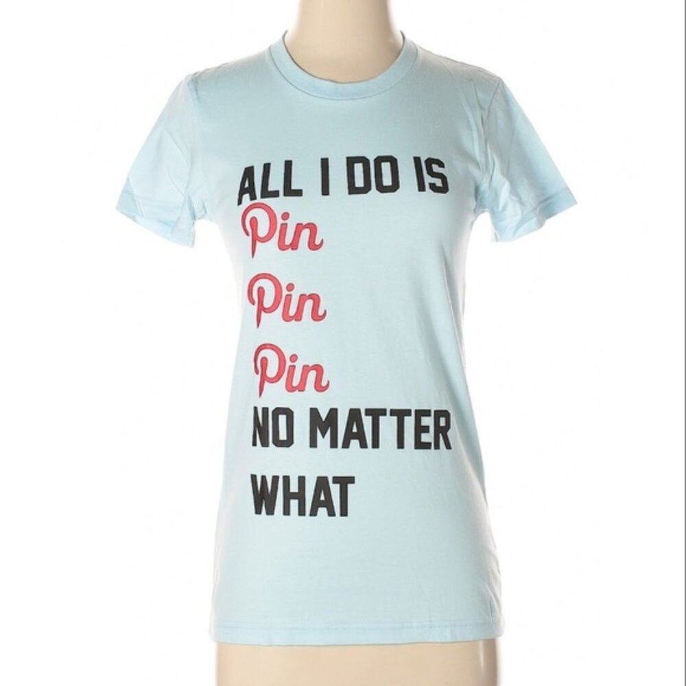 American Apparel Pinterest Light Blue Short Sleeve Graphic Shirt Medium